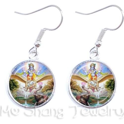 2018 New Ganesh Chaturthi Art Glass Cabochon Fashion Dangle Earrings Charms Jewelry Earrings Gifts For Friends