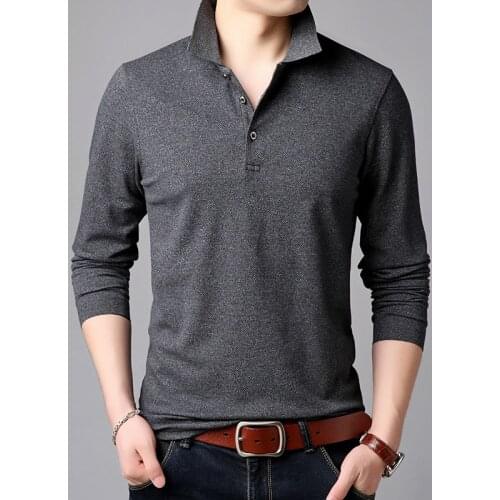 2020 Top Grade New Fashion Brands Polo Shirt Mens Solid Color Long Sleeve Slim Fit Boys Korean Poloshirt Casual Men Clothing