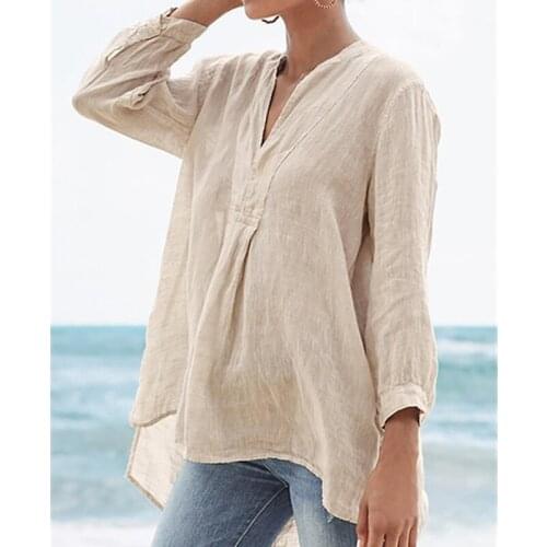 Autumn Blouse 2021 Plus Size Women Vintage Tops Casual Loose V Neck Long Sleeve Shirts Female Blusas Femininas