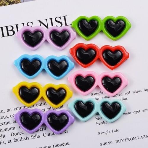 10pcs/lot Heart Glasses Resin Charms 41*18mm Mobile Phone Earring Bracelet Material DIY Handmade Hair Accessories