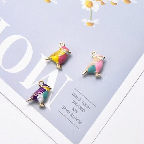 10pcs 15*17mm 3D Cute Bird Enamel Charms Metal Magpie Swallow Pendants Fit Necklace Bracelet DIY Fashion Jewelry Accessory FX518