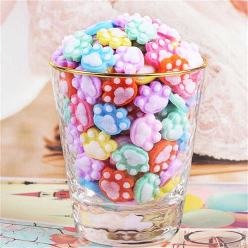 Julie Wang 20PCS Resin Pet Paw Print Candy Charms Artificial Food Random Mixed Pendants Jewelry Making Accessory Home Decor