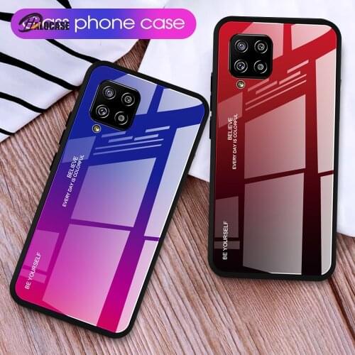 Shockproof Case For Samsung Galaxy A51 S20 FE S21 Ultra S20 Plus A21S A42 5G Plus A71 A41 A21 Gradient Tempered Glass Case Coque