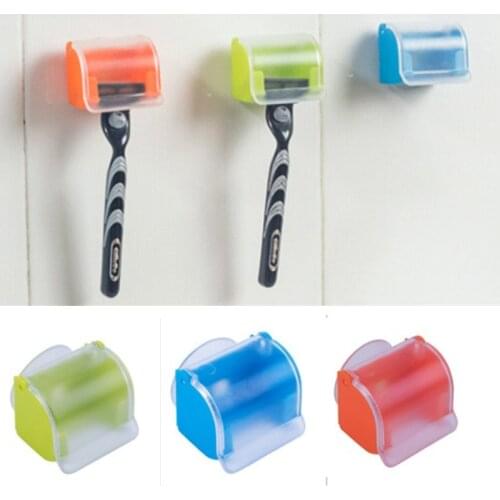 Dustproof Wall Mounted Shaving Razor Holder Shower Suction Cup Dustproof For Men Shaver Storage Rack With Lip Shelf Bathroom