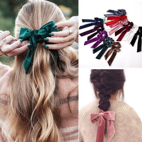 Ribbon/Velvet Elastic Hair Band Women Hair Accessories Girls Scrunchies Tie Gum Headband Rubber Rope Ponytail Hairband Headwear