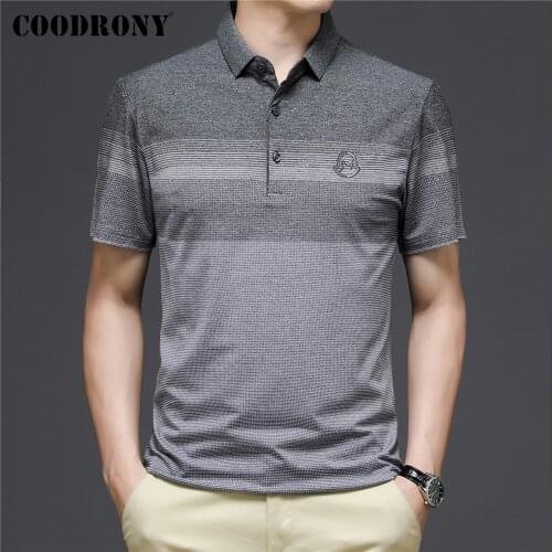COODRONY Brand Spring Summer High Quality Business Casual Short Sleeve Polo-Shirt Men Fashion Striped Cool Tops Clothing C5184S