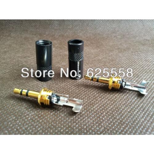 1 pair gold neutrik 3.5mm male stereo mini jack plug for diy headphone cable