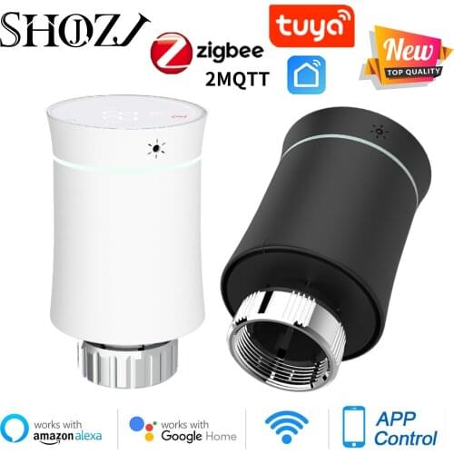 SHOJZJ Tuya ZigBee Hub Required TRV Smart Radiator Actuator Radiator Valve Controller Voice Remote Control Alexa Google Home