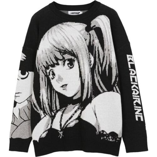 Hip Hop Streetwear Harajuku Sweater Vintage Retro Japanese Style Anime Girl Knitted Tops Cotton Women And Man Couple Pullover