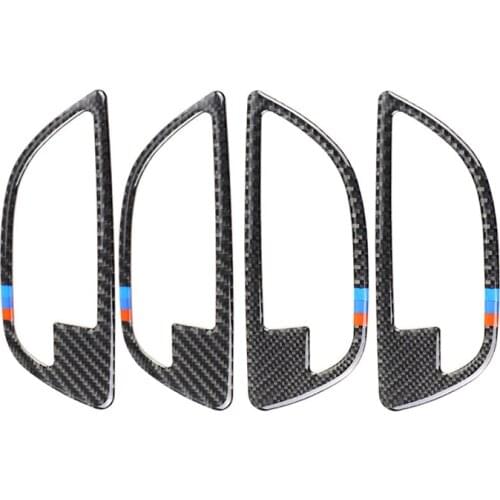 Carbon Fiber Interior Decoration Door Handle Frame Cover Trim Sticker for BMW 5 Series F10 2011-2017 Car Accessories Inner Decal