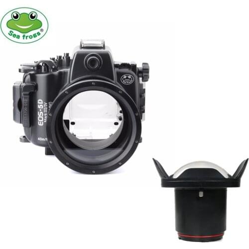 SeaFrogs 5D4 5D IV 40M/130ft Diving Waterproof Housing Case for Canon 5D III IV 5D3 5D4 with Fisheye Dome Port Supports 24-105mm
