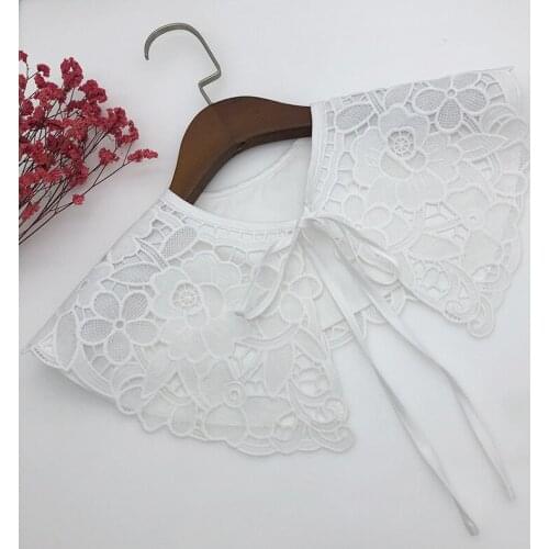 Embroidery Big Lapel Fake Collar Shawl for Women Shirt Dress Detachable Collars Lapel Necklace Decrative Female Nep Kraagie