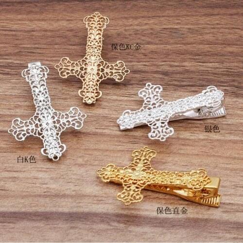 50pcs purple copper 37x52mm cross mens shirt tie clip tie clips jewelry findings accessories jewelry making supplies TCAF15