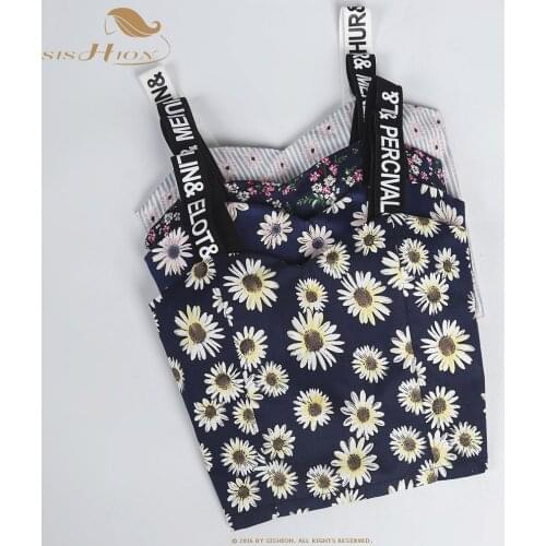 SISHION Cotton Crop Top Strap Tank VT0008 Female Letter Print Summer Bralette Women Camisole Floral Tops Cropped Feminino Vest