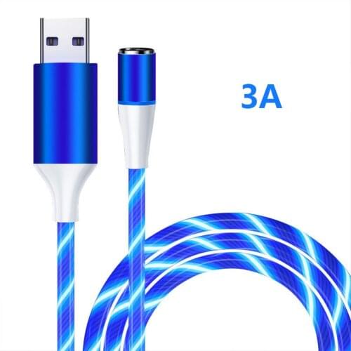 1M Magnetic Flowing Light LED Cable Micro USB Type C Fast Charge Wire Cord For Huawei Samsung Android for iPhone Charger Cables