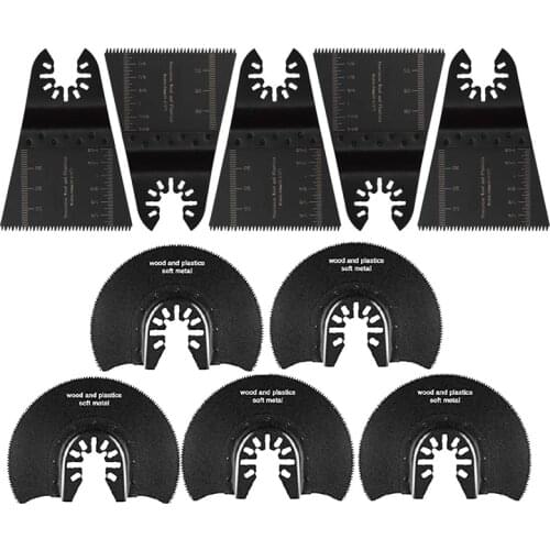 10 Pcs Wood Oscillating Multi Tool Quick Release Saw Blades, Oscillating Saw Blades(5 Pcs Wide+5 Pcs Semicircular)
