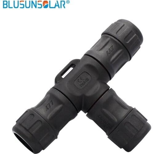 100 pcs/lot L20 2P Screw 3-way Waterproof Tee Connector, Field Assembly IP67