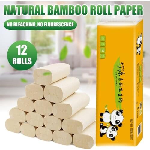 12 Rolls Toilet Paper Household 4 Layer Tissue Soft Skin-Friendly for Home Bathroom