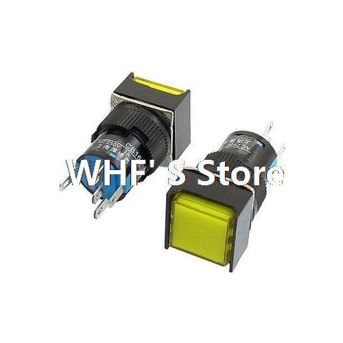 2Pcs DC 24V Lamp 5P SPDT Orange LED Light Square Cap Momentary Push Button Switch