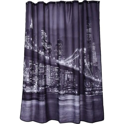 2019 Original 1.8m x 1.8m Shower Curtain City Night View Pattern Waterproof Polyester Bathing Shower Curtain Bathroom Decor