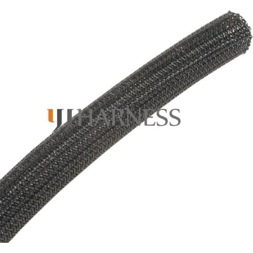 3/4" ID:19mm Split Braided Sleeving Cable overlaps by 25% Self closing braided cable wrap cable sock