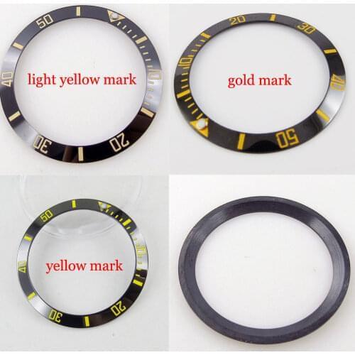 38mm*30.6mm Yellow/Gold/Mark Slope Black Watch Bezel Insert Ceramic fit 40mm Case