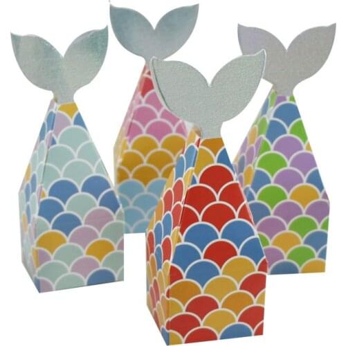 50pcs Mermaid Candy Box Baby Cut Animal Paper Gift Boxes Decoration For Kids Birthday Party DIY Baby Shower Supplies