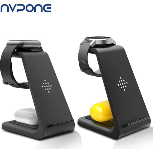 3 in 1 Wireless Charging Dock Station for iphone 11Pro Xs Max Samsung S10 S9 S8 for iwatch 5 4 Airpod Galaxy Buds Watch Active