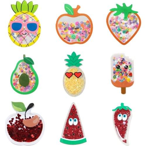 Fruit Cherry Kiwi Quicksand Sequins Flash Blinking Shakers Acrylic Planar Resin DIY Bowknot Home Craft Case Decoration,1Yc17898