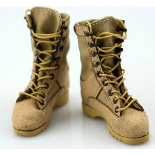 1/6 Scale Soldier Mens Shoes Handmade Desert War Boots High boots Sand Color Hollow Boots 12" Action Figure accessories Toys