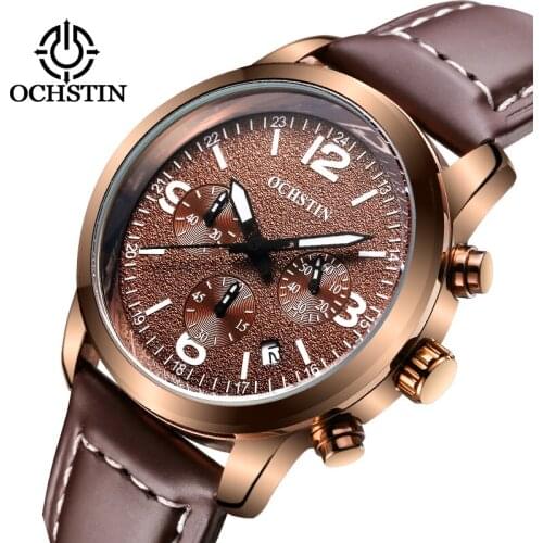 2018 Men Watches Luxury Top Brand OCHSTIN Sports Chronograph Fashion Male Dress Leather Belt Clock Hot Quartz Wrist Watch