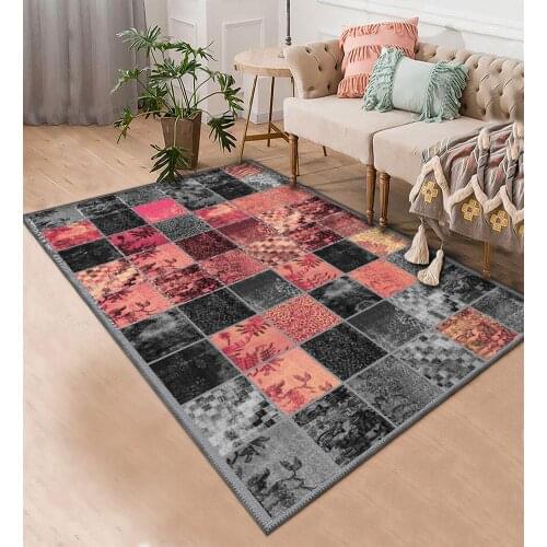 Çiçek Desenli Gri Pembe Halı şönil orjinal desenli halı oturma odası yatak odası mutfak kaymaz anti alerjik ücretsiz kargo halı