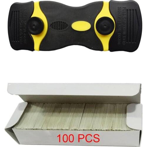 Double-end Handy Squeegee 1.56" Razor Blades Label Glue Sticker Remover Detailing Brush Car Care Cleaning Tools Kit E21Y+E13