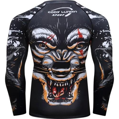 Jogging T-Shirt Rashguard Men Long Sleeve T Shirts Bodybuilding MMA Clothing Sport 3D Print T Shirt Tops