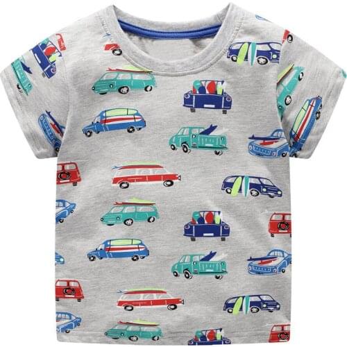 Jumping Meters Boys Top Car Printed Shirt Baby Tees Summer Clothes 18 Kids Tshirts For Boys Clothing Children