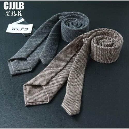 New Arrival Lote High Quality Woven 100% Pure Wool Tie Men 7cm Slim Skinny Narrow Corbata Striped Plaid Necktie Cashmere Gravata