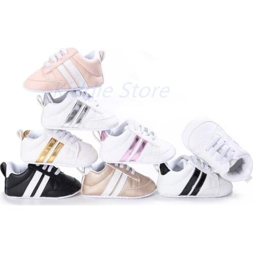 Newborns Classical Sneakers with Soft Cotton Sole Baby Girls Boys Leather Sport Shoes Toddlers First Walkers Shoes Moccassins