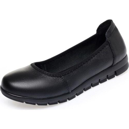 Womens Black Shoes Slip On Slip Resistant Loafers Work Office Flats Breathable Plus