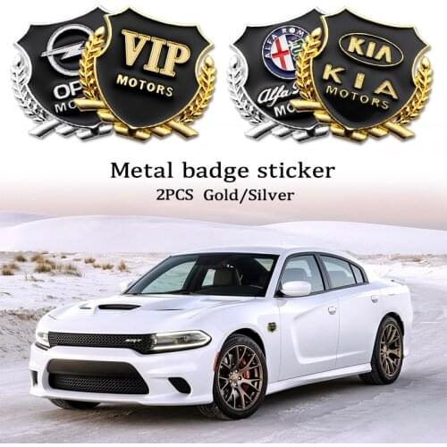 2PCS Car 3D Metal Emblem Badge Side Window Sticker Decorative Decals For MINI BMW Audi Jeep Suzuki Nissan Toyota KIA Accessories