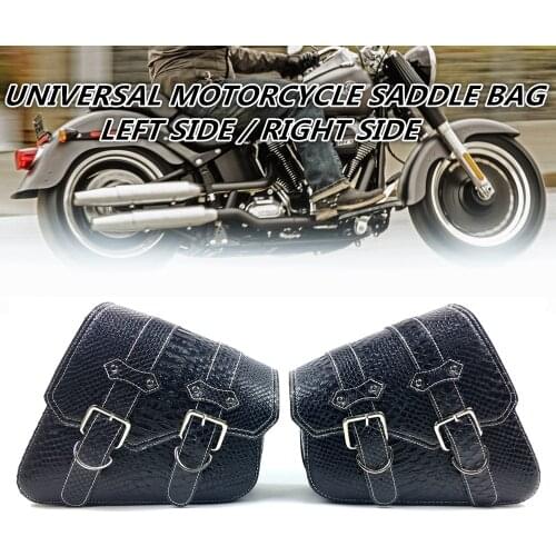 Motorcycle Saddlebags luggage Crocodile PU Leather Bags with Metal Buckle Cup Holder For Yamaha Honda Harley Sportster Universia