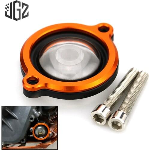 Motorcycle CNC Aluminum ABS Transparent Circle Engine Oil Filter Cover Protective Cap For KTM DUKE 250 390 2017 2018 2019 2020