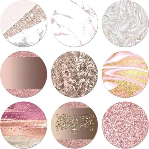 Marble Gold Pink Icons Pins Badge Decoration Brooches Metal Badges For Clothes Backpack Decoration