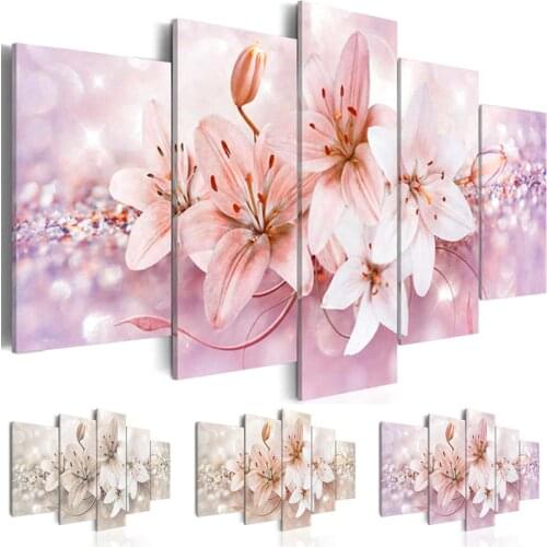5pcs Full Square/Round Drill 5D DIY Diamond Painting "Lily flower" Multi-picture Combination 3D Embroidery 5D Home Decor