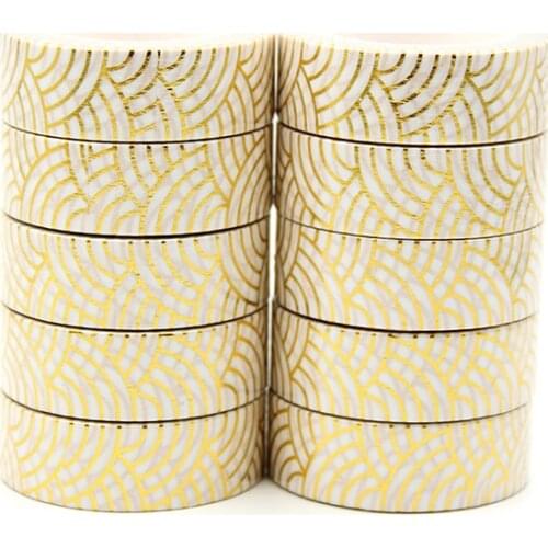 New 10pcs/set 15MM*10M Gold Foil Washi Tape Japanese Paper Kawaii Scrapbooking Tools Colors Masking Tape Adhesiva Decorativa