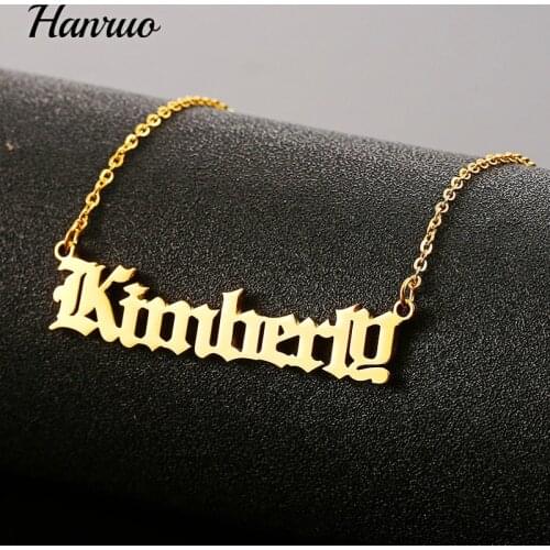 Personalized Custom Name Necklace Stainless Steel Old English Letter Pendant Necklaces For Women Men Charm Choker Colar Neck