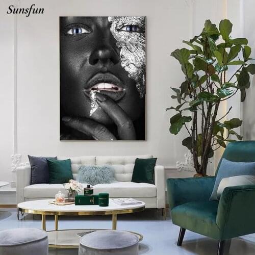 African Art Posters Black Gold Woman Print Canvas Paintings Nordic Style Wall Art Pictures for Living Room Decorations