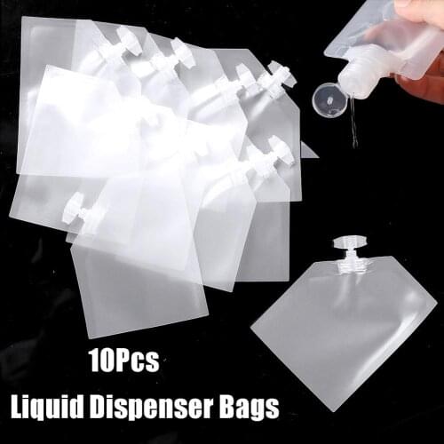 10pcs Clear Reusable Leakproof Refillable Pouches Cosmetic Containers for Shampoo Lotion Liquid Dispenser