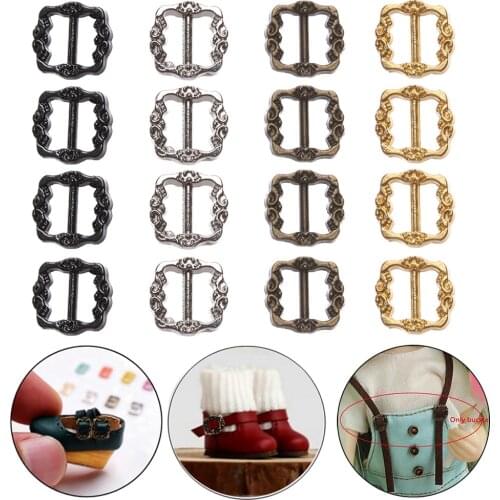 20Pcs Tiny Tri-glide Belt Buckles for DIY Dolls Clothes Bag Vintage Pattern Buckle Doll Mini Button Shoes Clothing Accessories