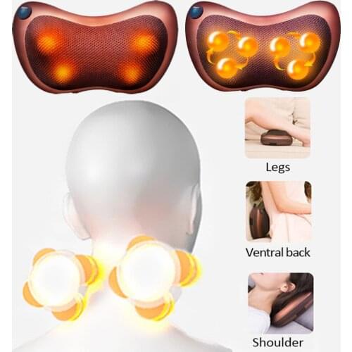 Relaxation Massage Pillow Vibrator Electric Head Shoulder Back Heating Kneading Infrared therapy pillow shiatsu Neck Massager