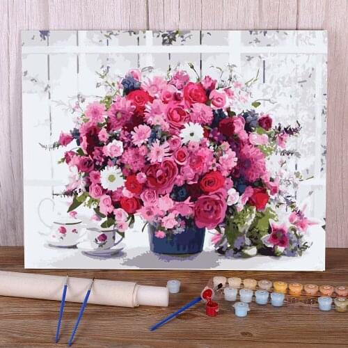 Flowers European Style Painting By Numbers Set Acrylic Paints 50*70 Picture By Numbers Photo Wall Decoration Kids Handiwork